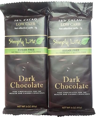 Simply Lite 50% Cacao Low Carb Dark Chocolate Bars, Pack of 2 by Simply Lite