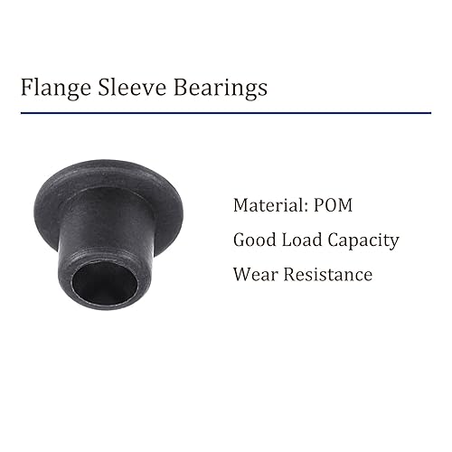 Miniatura 33 de Rodamiento de manga con brida de 4 piezas - [0.197 in x 0.276 in x 0.276 in] Buje sin aceite POM para uso en máquinas de equipos Negro