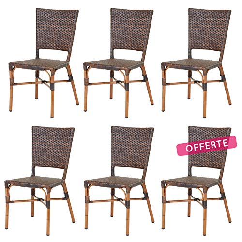 Rotin Design Lot de 6 chaises Tara en polyrotin