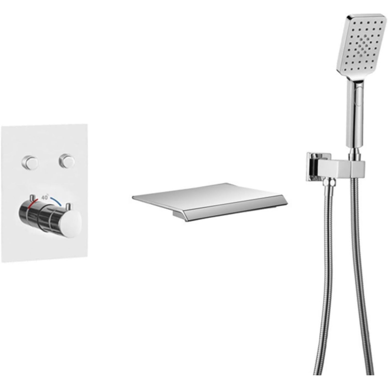 KUNYOS Mixer Faucet Bathtub Waterfall Chrome Shower Faucet With Thermostatic Bathtub Faucet With Hand Shower