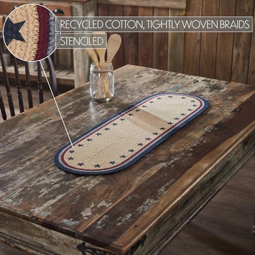 VHC-Brands-Braided-Cotton-Table-Runner-12×36-Cotton-Dining-Room-Kitchen-Table-Runner-Jute-Style-Farmhouse-Stenciled-My-Country-Collection-Rectangle-12×36-Stars-Navy VHC Brands Braided Cotton Table Runner 12×36 Cotton Dining Room Kitchen Table Runner Jute Style Farmhouse Stenciled My Country Collection Rectangle 12×36 Stars Navy