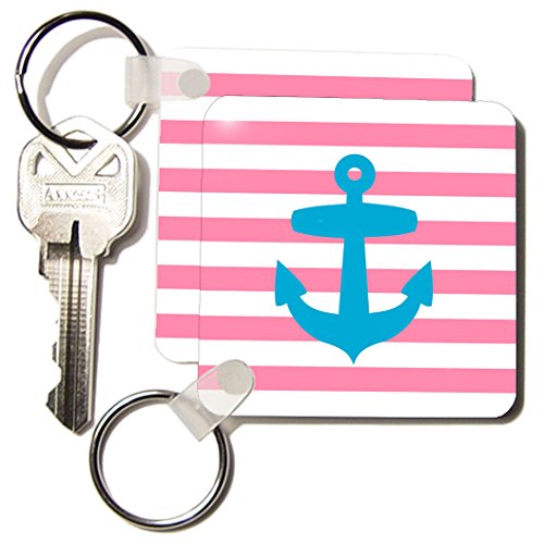 Porte-clés ancre bleu clair 3Drose idéal pour vos clés de bateau