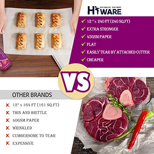 image for Hiware Parchment Paper Roll for Baking, 12 in x 240 ft, 240 Sq.ft - No