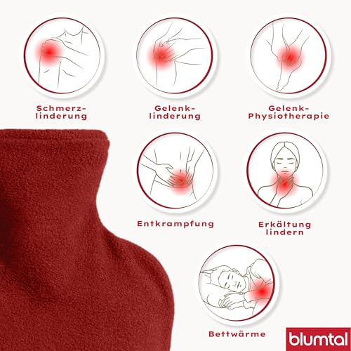 Blumtal Premium Wärmflasche mit Bezug Fleece - Wärmeflasche aus verwendungssicherem Naturkautschuk mit Fleecebezug - auslaufsichere… – Ansicht 6