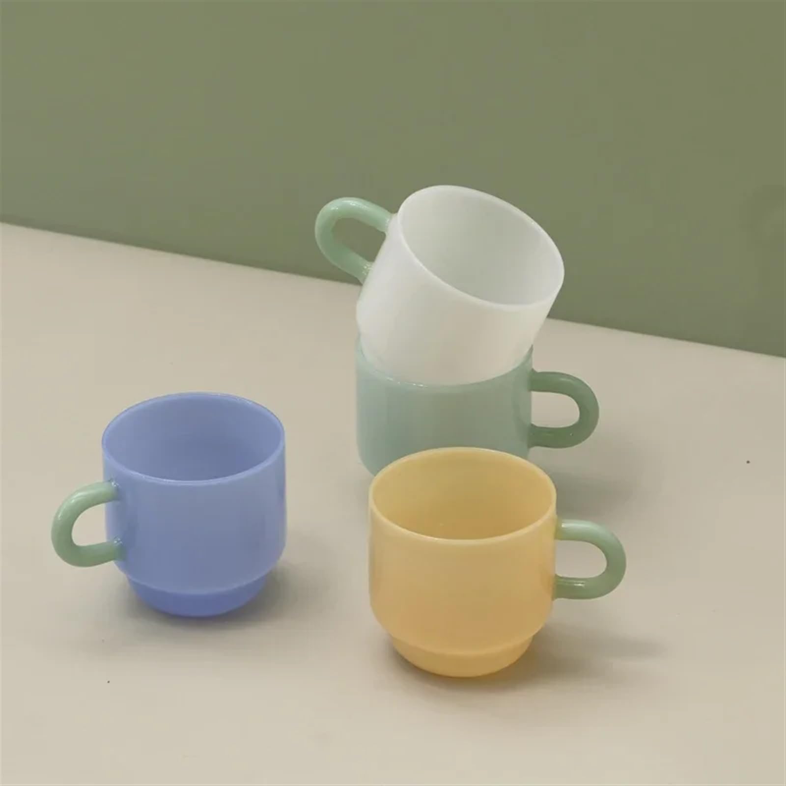 Taza Tea Mugs Jade Mug Retro Green Glass Heat Resistant Tea Cups Glass Coffee Mug Drinkware Drinking Milk Water Coffee Cup 8oz(Ivory)