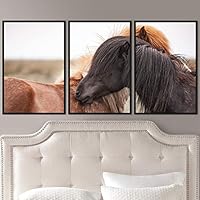 3 Piece Framed Canvas Wall Art A Friend with Me Animals Farmhouse Fun Horse Living Room - 16