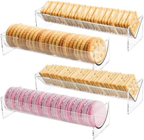 4 Pcs Clear Cracker Tray for Serving Rectangular Cracker Holder for Serving Trays Clear Food Display Stands for Party Acrylic Cracker Dish Biscuit Stand Cracker Server for Home(U Shape, V Shape)