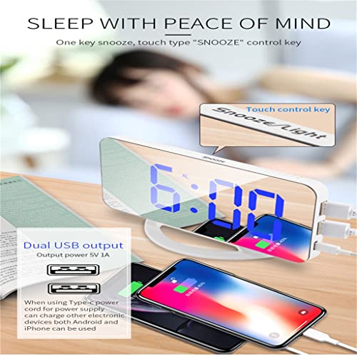 Reloj de alarma digital electrónico con pantalla táctil luces LED y carga para mesa 6