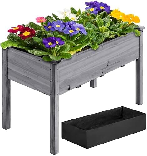 Carré potager surélevé sur pieds 121 x 60 x 76,5 cm, doublure Yaheetech