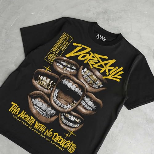 Image of DopeSkill Graphic Tee Streetwear Hip Hop Hypebeast Unisex T-Shirt Sneaker Colour Matching Shirts Rapper Mouth