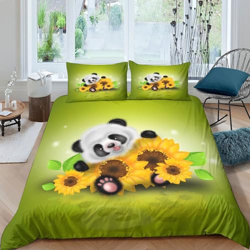 Housse de couette panda avec fermeture éclair en microfibre 3D - 2