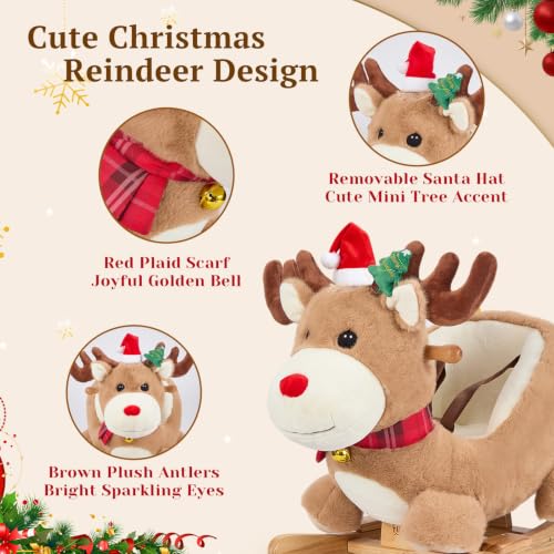 FUNLIO Weihnachts-Rentier-Baby-Schaukelpferd, festliches Weihnachts-Rentier-Schaukelpferd für Kleinkinder von 6 Monaten bis 3 Jahren… – Ansicht 4