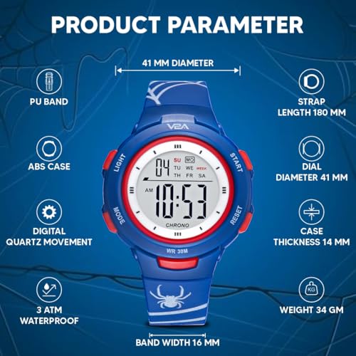 Image of V2A Kids Watch - Waterproof Multi-Functional Digital Sports Watch for Ages 5-13, 30M Water Resistance, Gift for 5-10 Year Olds