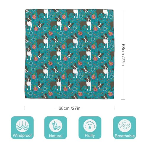 Boston Terrier French Bulldog 27"" Square Scarves Silk Like Headscarf Women's Fashion Scarf for Hair Wrapping and Sleeping, 0ne size, vcjkxdc41332