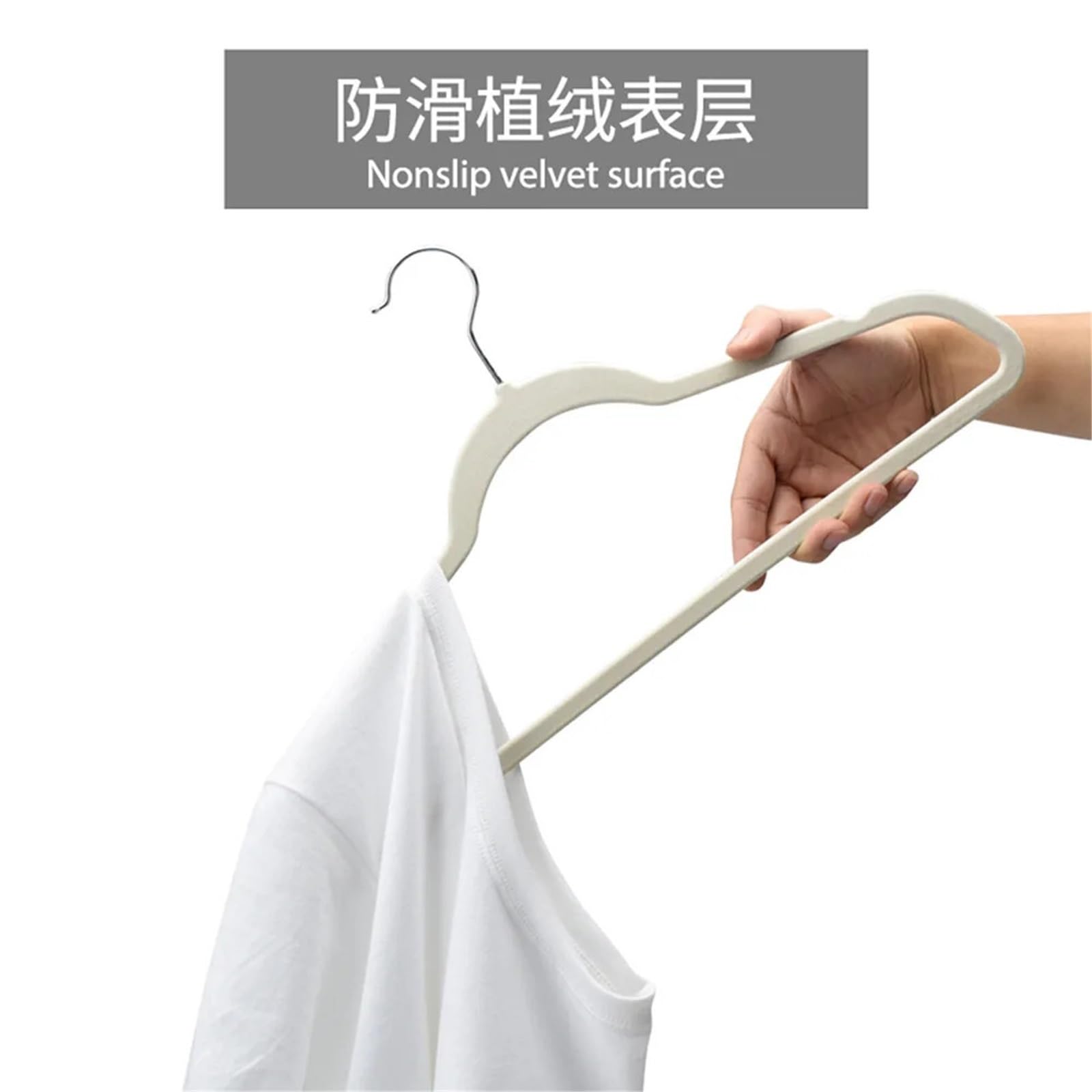 Perchas para Trajes Percha de Terciopelo Antideslizante 45/35/30 cm, con Gancho y Flocado, Ideal for Tiendas Ropa, Abrigos sin Rastro(White 1,Adult 45CM 10pc)