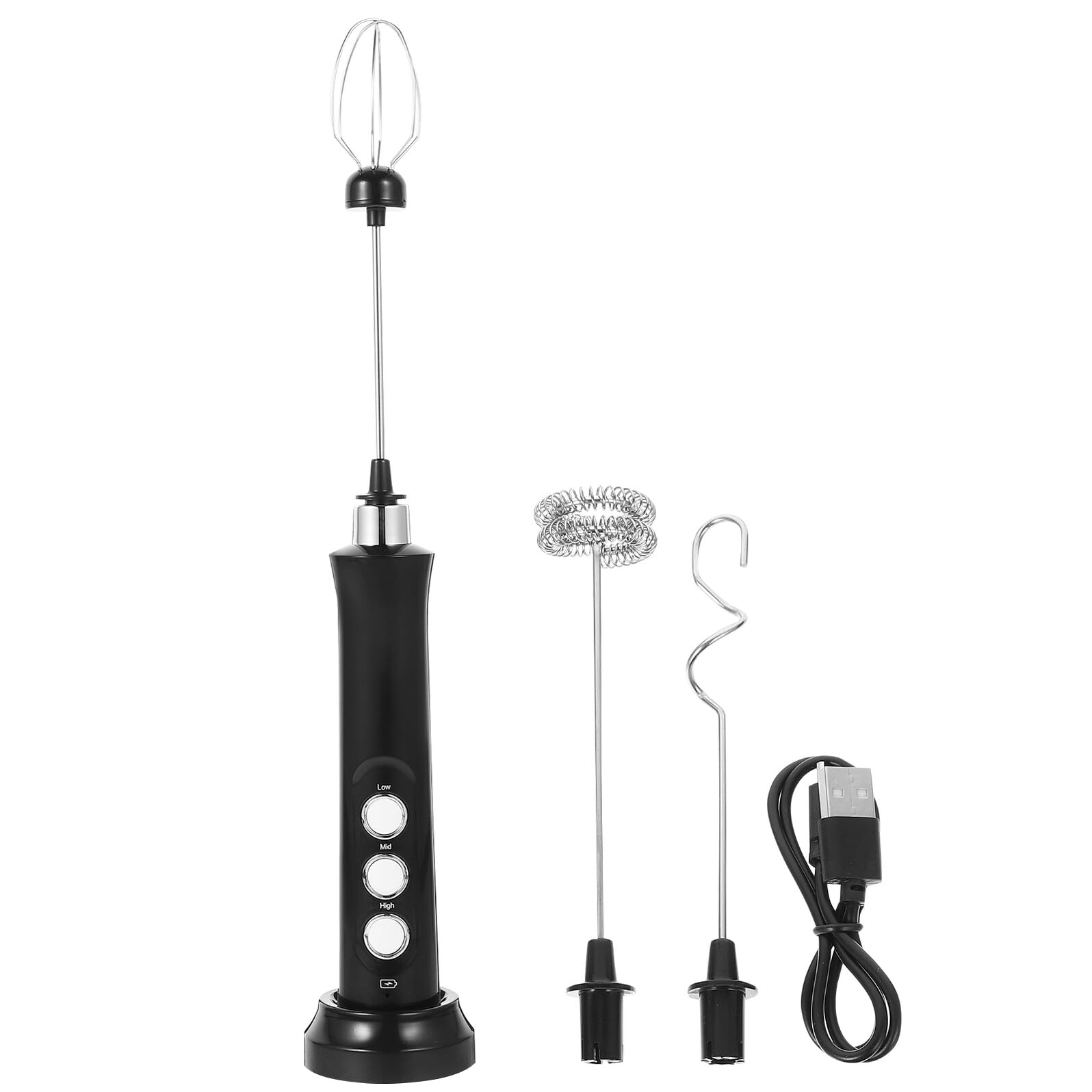 Frullino Elettrico per Latte Portatile Mini 1200mah Nero