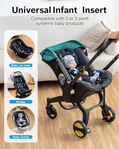 Image of THE KENKYO Infant Car Seat Insert with Extra Headrest & Shoulder Pads Set | Thickened Head Support, Breathable Air Mesh & 3D Mink Dot, Compatible with Car Seat, Stroller, Swing, Boucer, for 0-12 Months