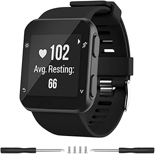 Meifox Compatible with Garmin Forerunner 35 Band,Solf Silicone Replacement Bands for Garmin Forerunner 35 Watch (Black)
