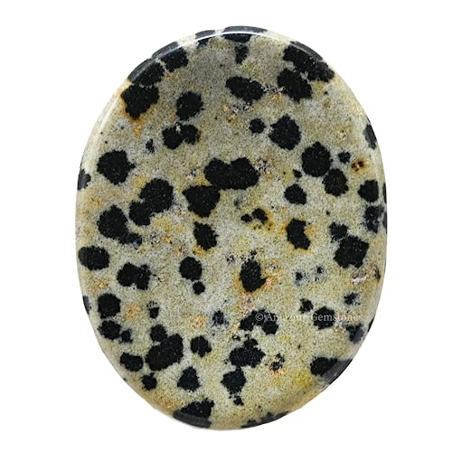 Image of Amazing Gemstone Dalmatian Jasper Worry Stone, Healing Crystals - Piedra Crystal Fidget for Gift, Meditation, Calming, Relaxation, Stress Relief