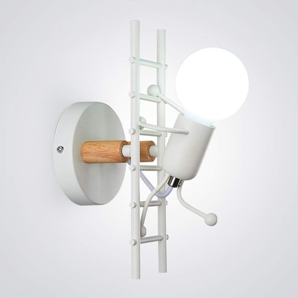 Mengjay White Humanoid Creative Wall Light Indoor Wall Lamp Modern Wall Sconce Light Art Deco Iron E27 Base For Bedroom, Children Room, Hallway, Restaurant, Stair, Kitchen,