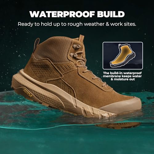 Image of NORTIV 8 Composite Toe Boots for Men - Waterproof Lightweight Non-Slip ASTM F2412-24 & ASTM F2913-24 Safety Work Boots for Warehouse & Construction, VaporGuard-Nano