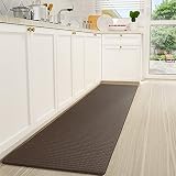 Color G Alfombrilla de Cocina, Alfombra Antifatiga, PVC Impermeable y Resistente al Aceite, Respaldo de Cuero Antideslizante para Cocina, Corredor, 43 x 200 cm, Marrón
