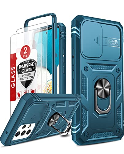 LeYi Coque pour Samsung Galaxy A53 5G avec 2 Verre Trempé, 360 Full Protection de la Caméra en PC Dur Anti-Chut Renforcée Armor Heavy Duty Antichoc Bumper Housse Etui pour Samsung A53 5G Bleu