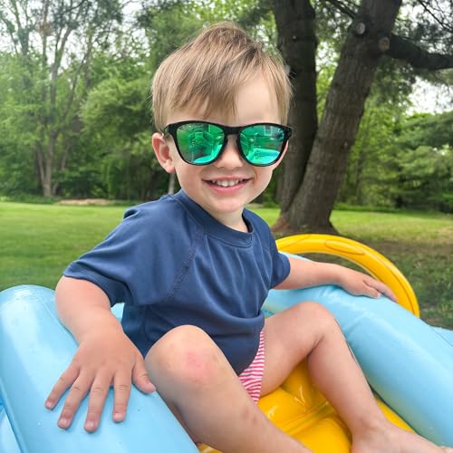 Image of COASION Classic Retro Kids Polarized Sunglasses for Boys & Girls Age 2-9 | UV400 Shatterproof Lightweight Sun Glasses with Brand Logo, Toddler Beach Outdoor Travel Sunnies, Children Summer Must-Haves
