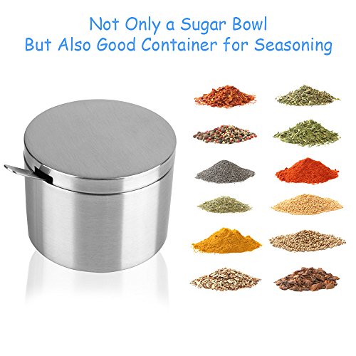 Arswin ARS-SSB01 Sugar Container With Lid And Spoon,Spice Jars,Stainless Steel 12 Ounce Sugar Bowl,Multi-Function Spice Salt Brown Sugar Jars Container,Coffee Bar Accessories thumb #2