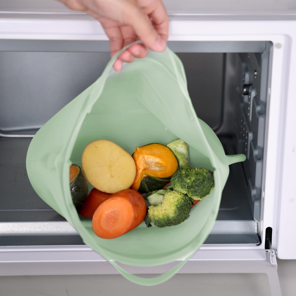 haakaa Sac en silicone pour cuisson à la vapeur et stérilisation au micro-ondes, sac réutilisable de grande capacité pour Biberon/Tire-lait/Accessoires/Vert/1 Pièce (1250 ml)