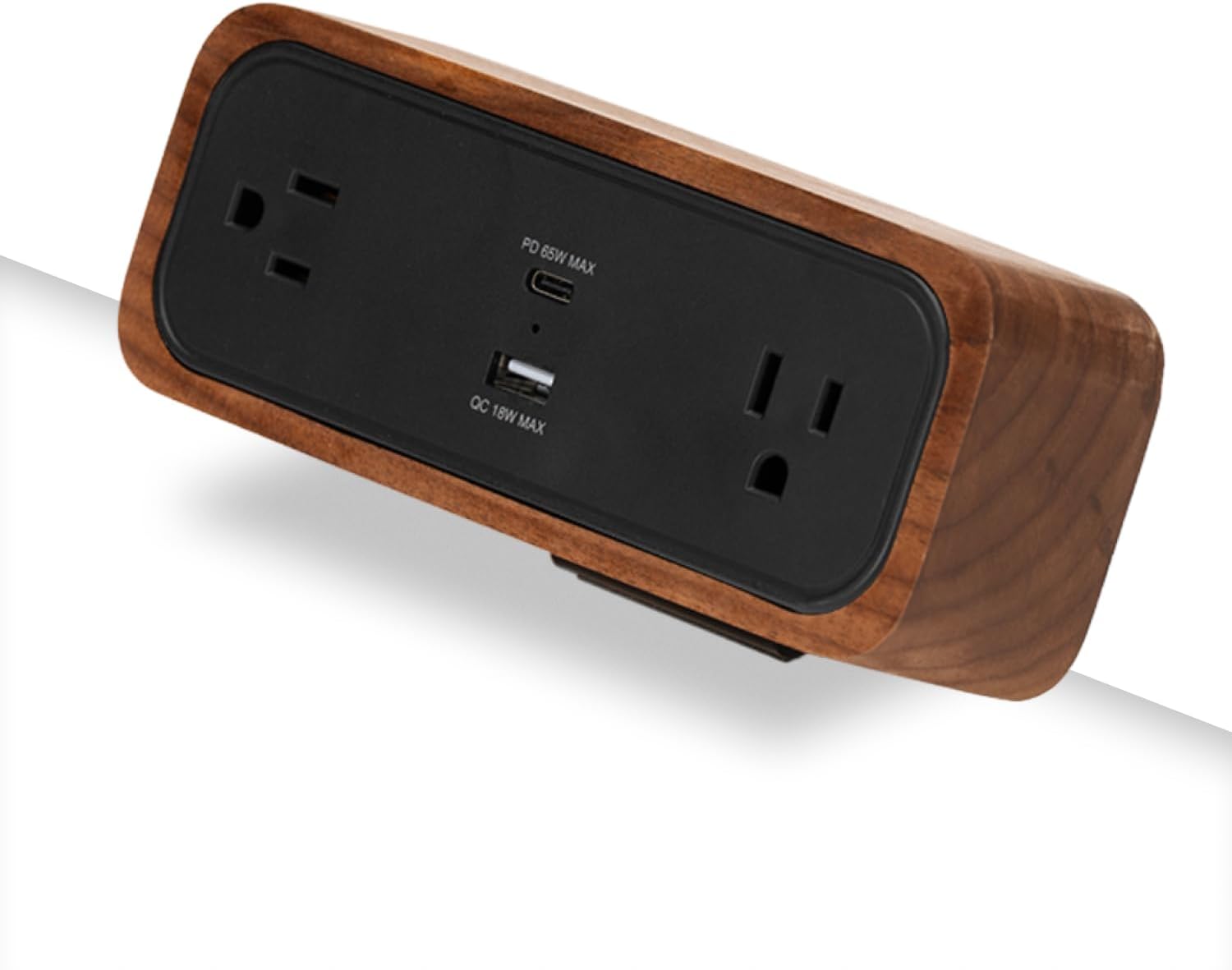 UPLIFT DESK DuoMount Desk Clamp Power Strip – USB-C & USB-A Charging Desk Power Strips with 10ft Cord, Edge Mount Hub for Home Office and Gaming Accessories (Black, Walnut)