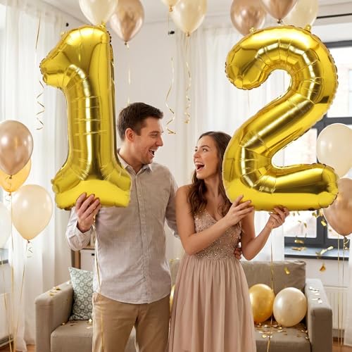 Image of YPSelected 32 Inch Large Foil Helium Number Balloon Birthday Wedding Party 0-9 (Gold, 2)