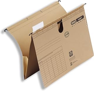 Elba Vertic Ultimate 85450 - Carpeta para documentos y fundas con ganchos para colgar (flexible, 25 unidades), color marrón