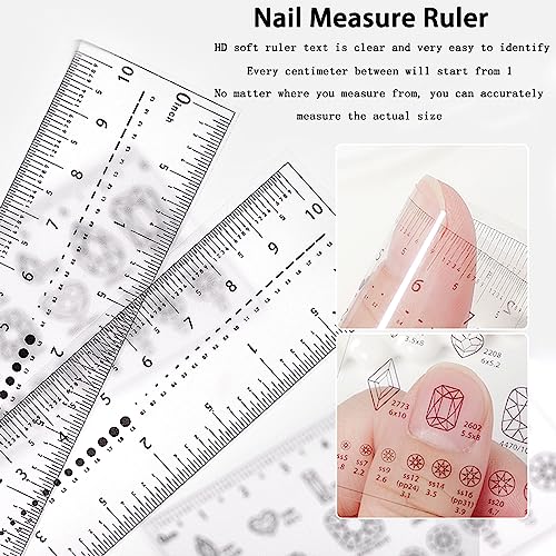 Regla flexible para medir uñas con pedrería 4 piezas miniatura 5