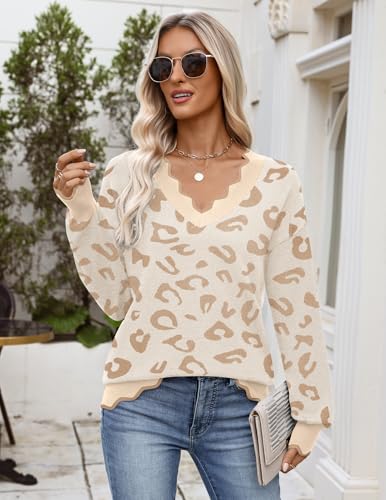 Image of Zeagoo Women's 2026 Fall V Neck Sweater Long Sleeve Lightweight Knit Tops