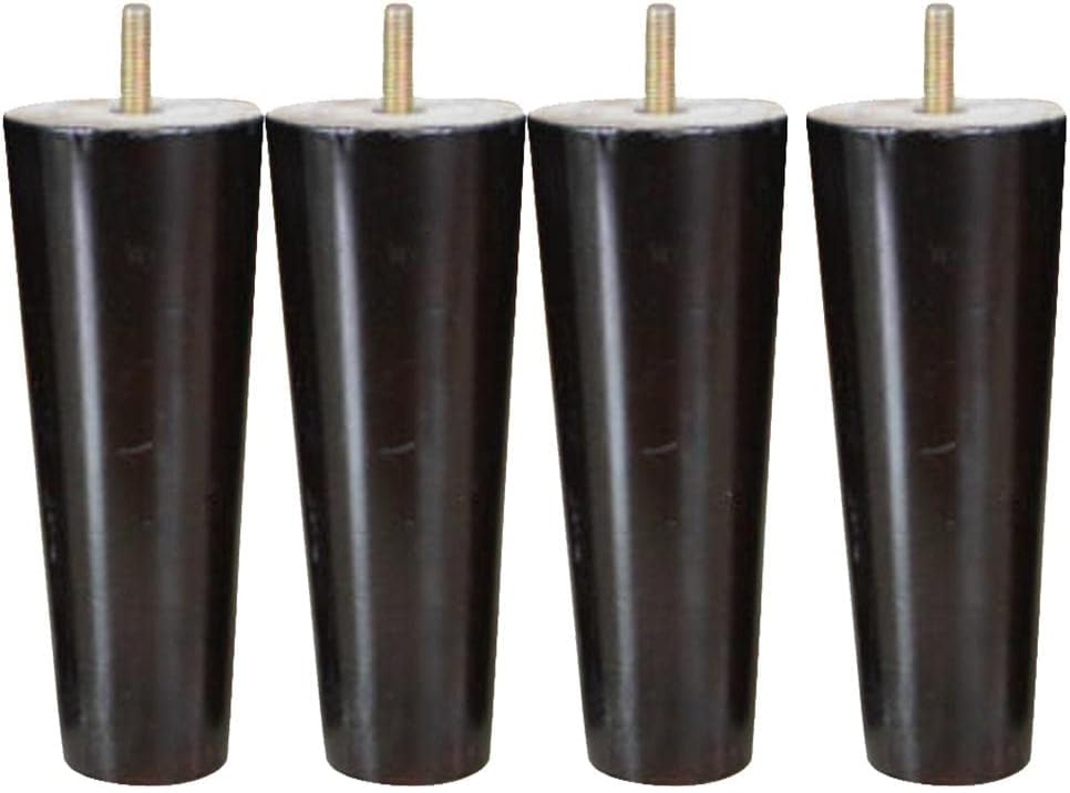 Set of 4 Black 15cm Furniture Legs, Sturdy Solid Wood Sofa Couch Ottoman Coffee Table Legs, Modern Tapered Legs for Home & Office, Eucalyptus Wood Material