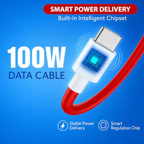 Image of mPix Original 100W Ultra Fast Charging Cable (3.3Ft) for OnePlus 13 /12R /11R /10T /9 Pro /CE5,CE4,CE3,CE2lite,4,3,2,2T USB-A to Type-C, WARP /Dash Cable