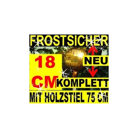 BTV 18 cm gartenkugeln KOMPLETT MIT Holz-STIEL, Gartendeko FROSTSICHER, LICHTECHT und Winterfest, große Gartenkugel Gold Rosenkugel Rosenkugeln Gartenkugeln Kugeln aus Glas Cover