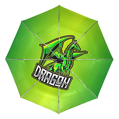 Parapluie coupe-vent dragon vert animal automatique ultra-léger et robuste