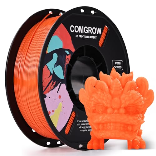 Image of Comgrow PETG 3D Printer Filament 1.75mm, High Precision and Tough 3D Printer Filament 1kg (2.2LBS), Dimensional Accuracy + /- 0.02 mm, Fit Most 3D Printers Orange