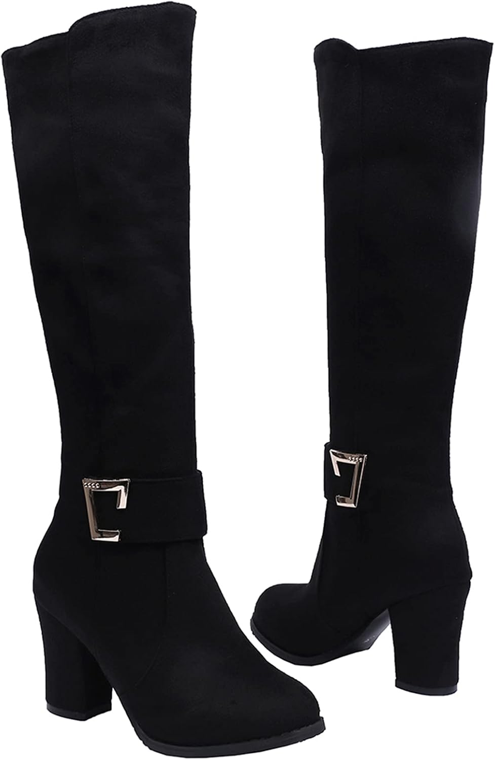 Women's Knee High Boots with Chunky Heel