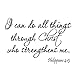 VWAQ I Can Do All Things Through Christ Who Strengthens Me Philippians 4:13 Wall Decal Bible Scripture Christian Wall Art Quote Lettering