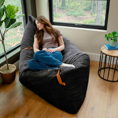 Image of Big Joe Turnabout 3-in-1 Convertible Bean Bag Chair, Black Licorice