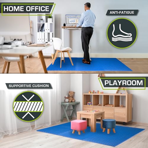 Image of ProsourceFit Exercise Puzzle Mat 1 /2-inch, EVA Interlocking Foam Floor Tiles for Home Gym, Workout Equipment, Kids Play Areas, Blue, 96 SQ FT - 24 Tiles