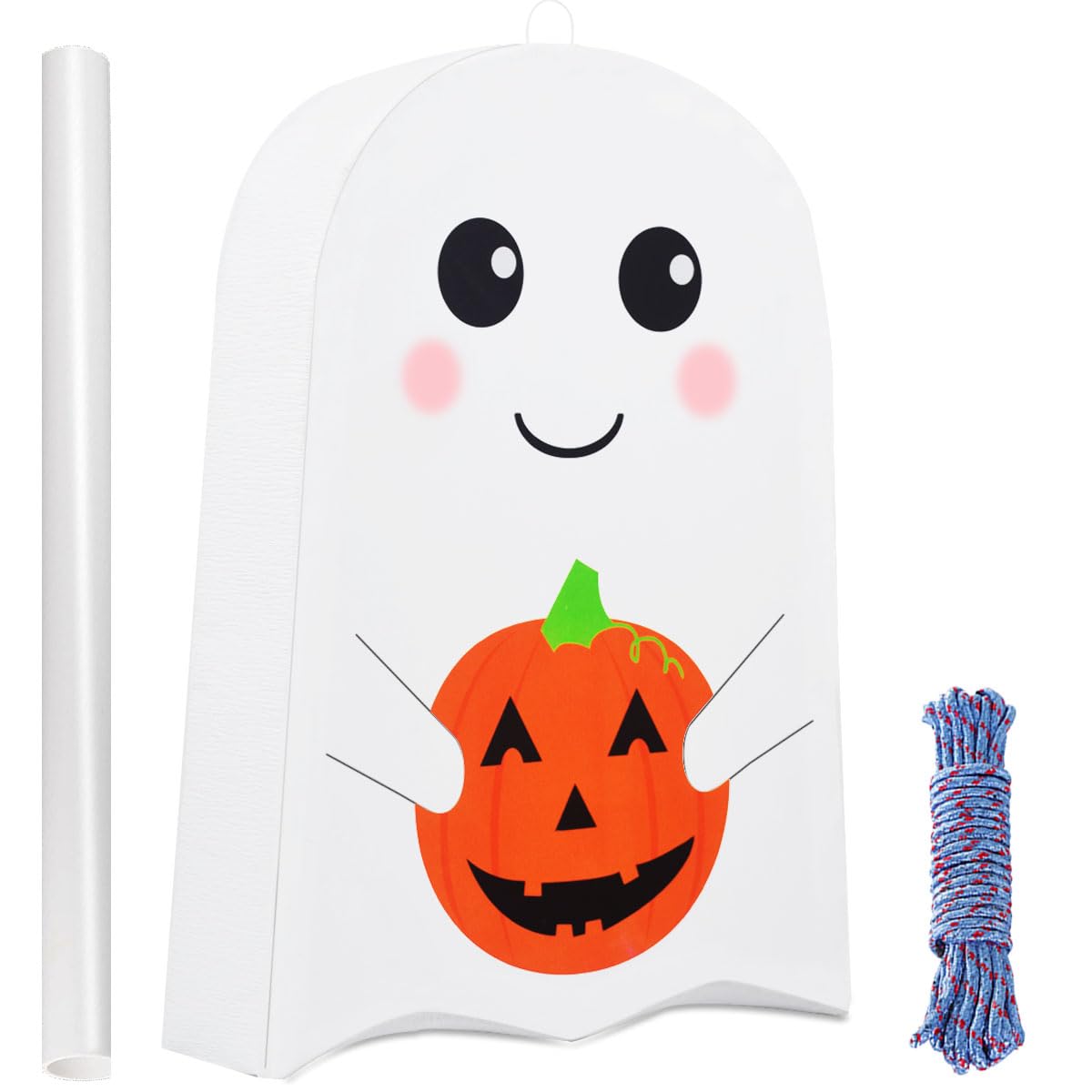 Ghost and Pumpkin Pinata Halloween Pinata for Kids Halloween Theme Party Supplies Birthday Party Decorations 16.5 x 12.6 x 3.0 Inch (pink)