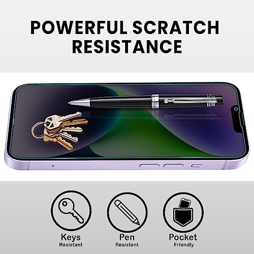 Image of ArmourPro Privacy Tempered Glass for iPhone 14 Plus, iPhone 13 Pro Max, Anti Spy Anti Peeping Screen Protector, Edge-to-Edge Full Coverage, 9H Hardness with Cable Protector | Black