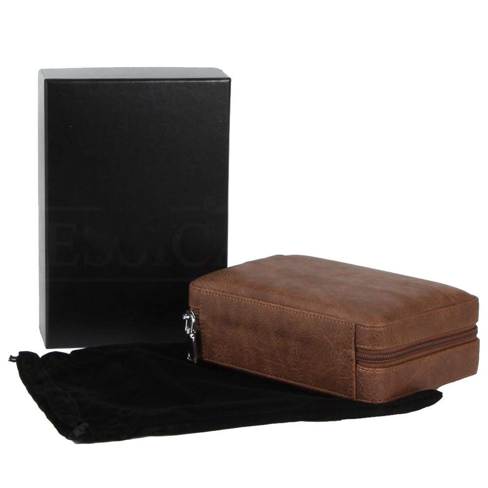 Scatole per sigari, umidificatori, Scatola per sigari, Custodia per sigari da Viaggio Portatile con umidificatore, Contiene 4 sigari, Chiusura con Cerniera, Scatola Regalo con Custodia/Nero/a