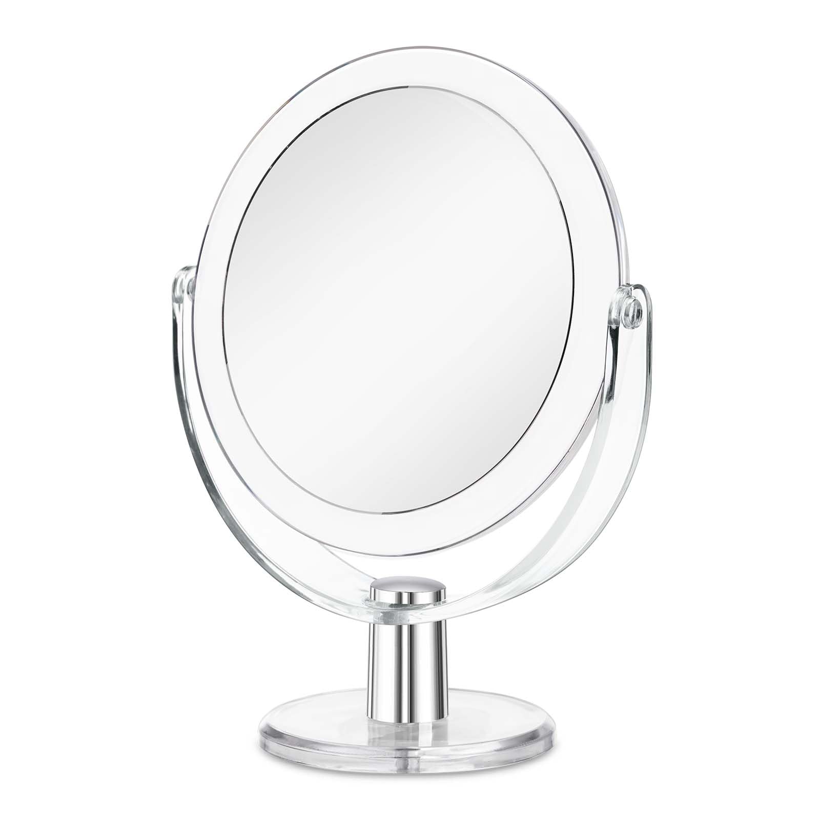 CLSEVXY Vanity Mirror Makeup Mirror with Stand, 1X/15X Magnification Double Sided 360 Degree Swivel Magnifying Mirror, 6.25 Inch Portable Table Desk Counter top Mirror Bathroom Shaving Make Up Mirror