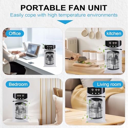 Climatizador Evaporativo | Ventilador Humidificador Con Luz | Dispositivo de Enfriamiento con Luz LED y 3 Velocidades para Dormitorio Infantil Oficina Camping Estudio - imagen 4