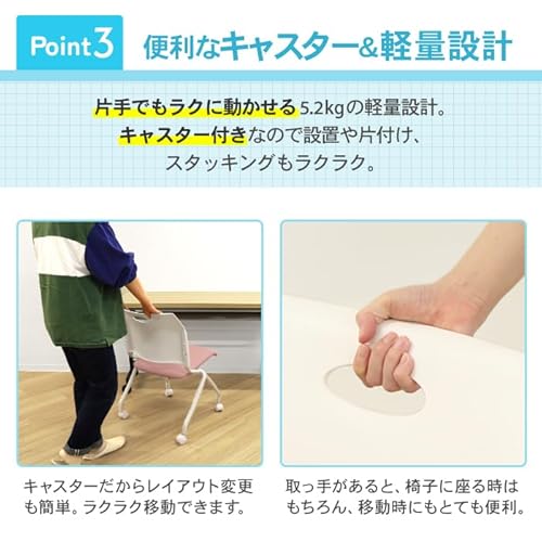 LOOKIT ミーティングチェア ネスティング ４脚セット 会議用椅子 折りたたみ 取っ手付き グレー Rap-NCM-S4 [5]